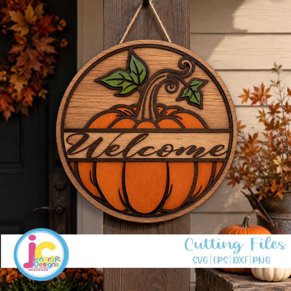 Fall Pumpkin Welcome Sign SVG | Glowforge Laser Cut File