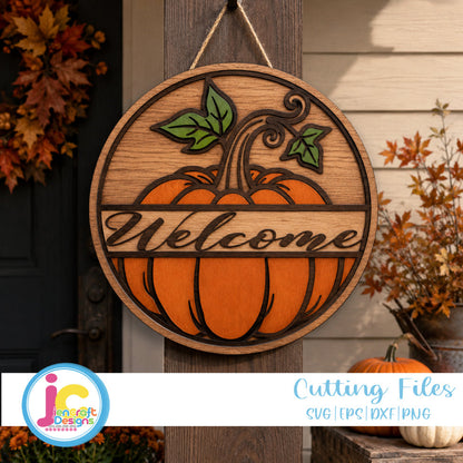 Fall Pumpkin Welcome Sign SVG | Glowforge Laser Cut File