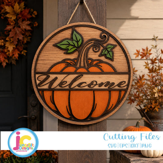 Fall Pumpkin Welcome Sign SVG | Glowforge Laser Cut File