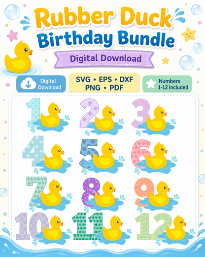 Baby Monthly Milestone SVG | Rubber Duck 1-12 Months SVG DXF PNG EPS Bundle