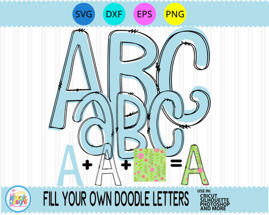 Blank Doodle Letters | Upper and Lower Alphabet SVG EPS DXF PNG