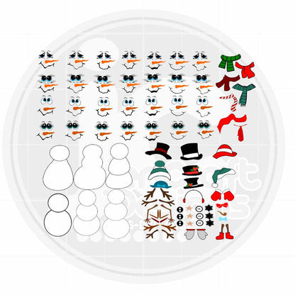 Snowman Faces Svg | Build a Snowman SVG DXF PNG EPS Bundle