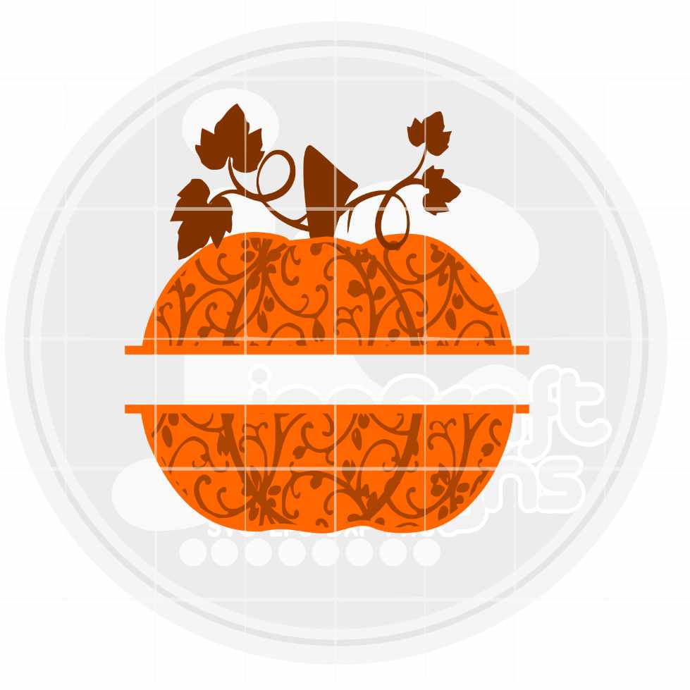 Fall Svg | Floral Pumpkin Split Monogram SVG EPS DXF PNG