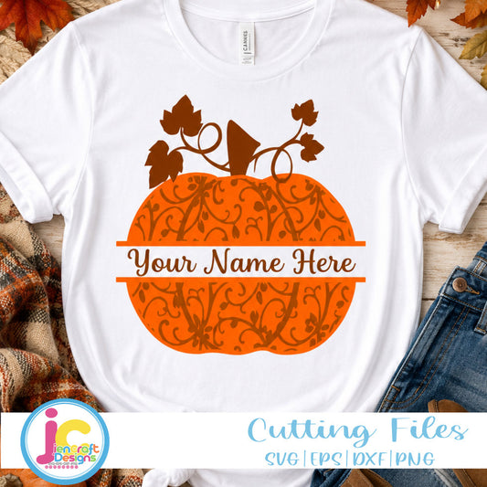 Floral Pumpkin Split Monogram SVG | Fall & Thanksgiving - JenCraft Designs