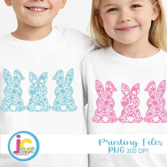 Floral Lace Bunny Trio SVG | Easter Cut File for Cricut & Silhouette