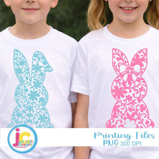 Floral Lace Bunny SVG | Girl & Boy Easter Cut Files
