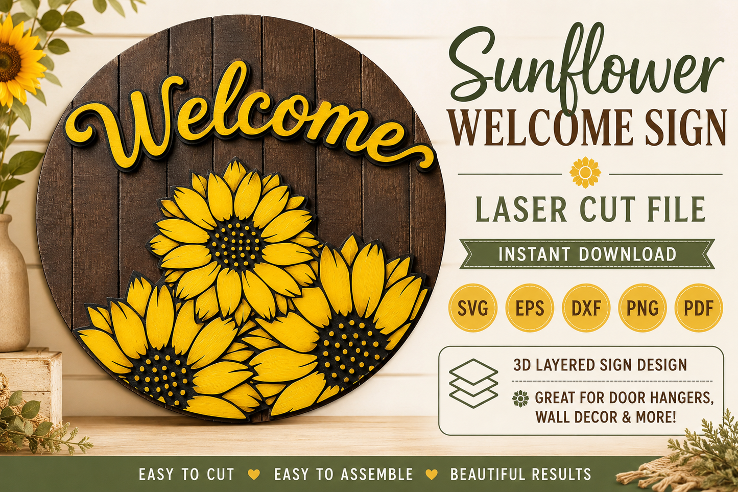 Sunflower Sign SVG | Welcome Sign Cut File