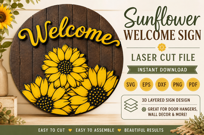 Sunflower Sign SVG | Welcome Sign Cut File