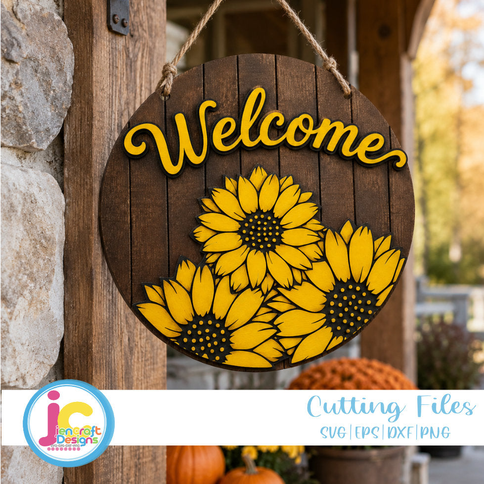 Sunflower Sign SVG | Welcome Sign Cut File