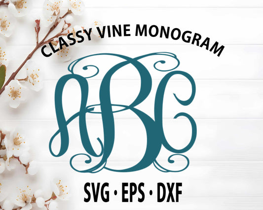 Classy Vine Monogram Alphabet | Interlocking Monogram SVG DXF EPS