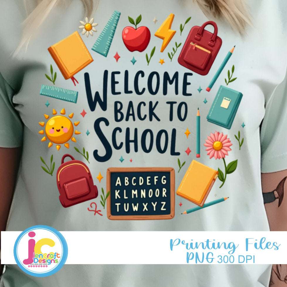 Retro School PNG | Welcome Back Teacher Sublimation Design