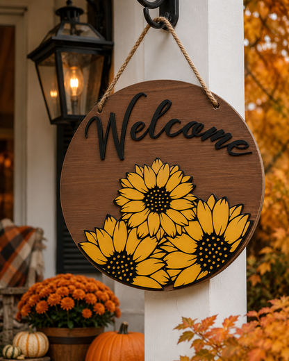 Sunflower Porch Sign SVG | Welcome Sign Cut File - JenCraft Designs