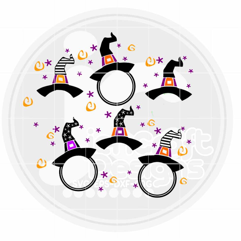Witch Hat Monogram Frame SVG, EPS, DXF and PNG - JenCraft Designs