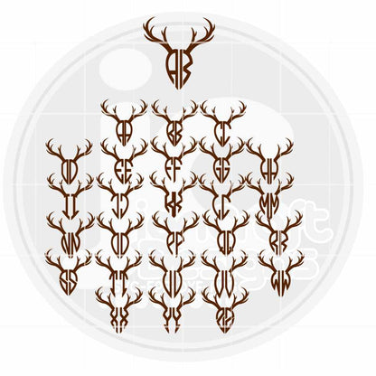 Antler Monogram Letters Svg | Hunting Alphabet SVG EPS DXF