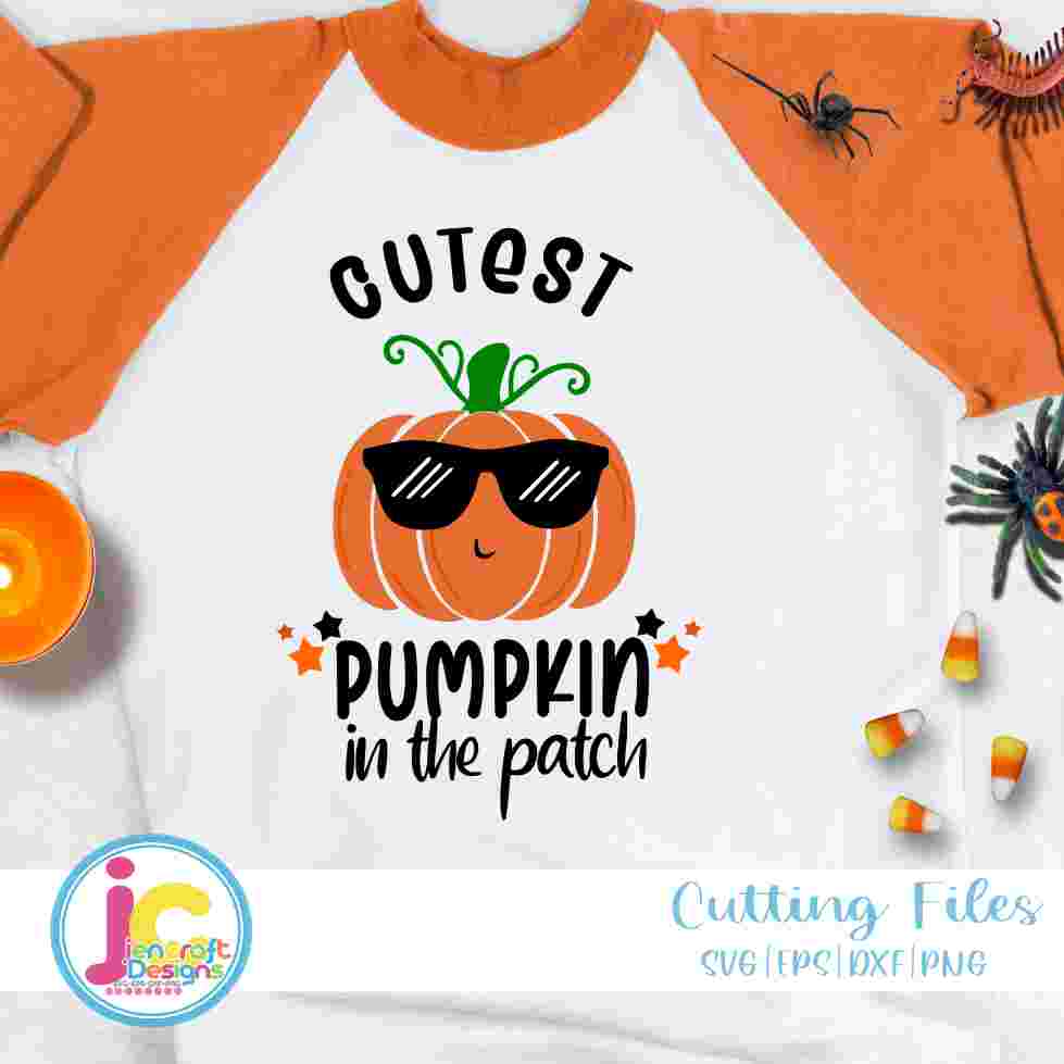 Cutest Pumpkin in the Patch svg | Boy Halloween SVG DXF PNG EPS JenCraft Designs