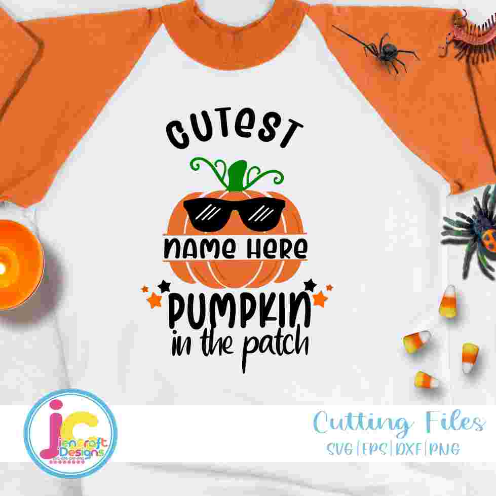 Cutest Pumpkin in the Patch svg | Boy Halloween Monogram SVG DXF PNG EPS JenCraft Designs