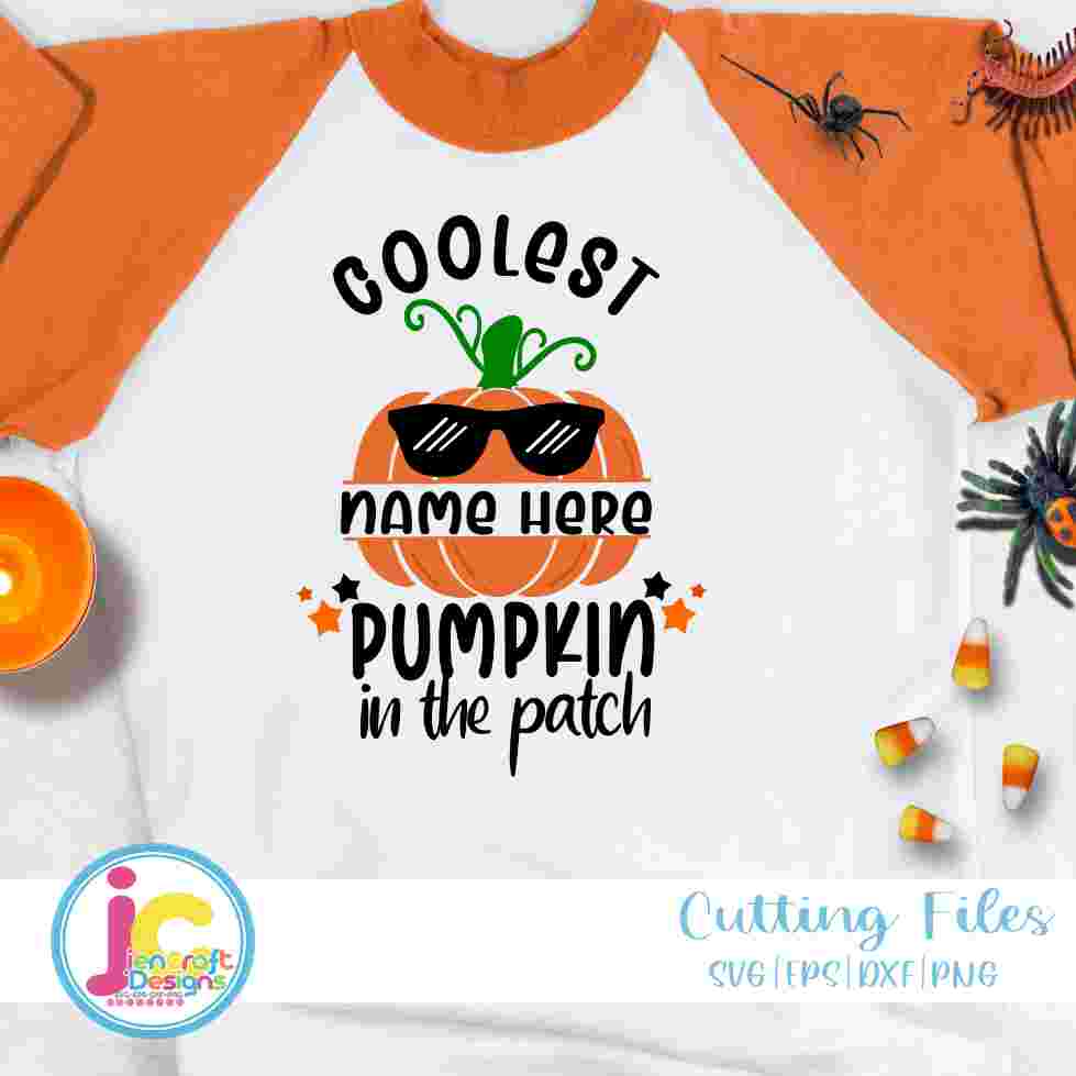 Coolest Pumpkin in the Patch svg | Boy Halloween Monogram SVG DXF PNG EPS JenCraft Designs