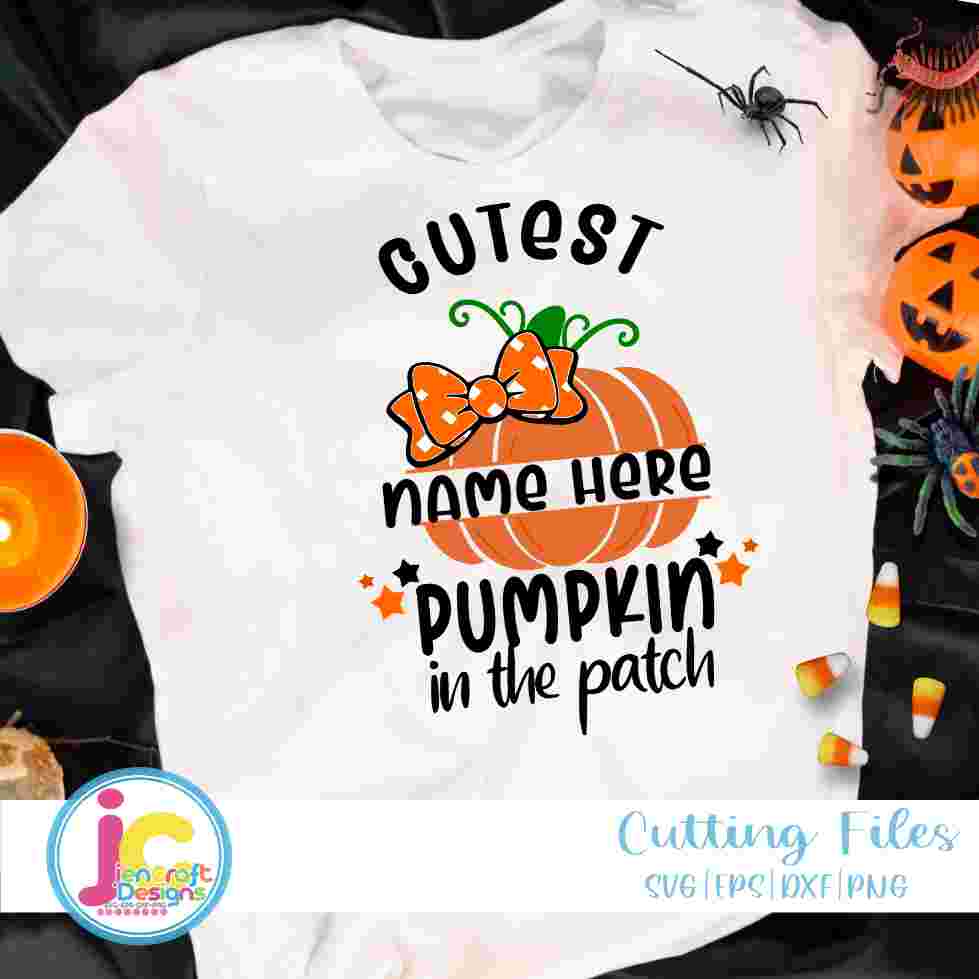 Cutest Pumpkin in the Patch svg | Girl Halloween Monogram SVG DXF PNG EPS JenCraft Designs