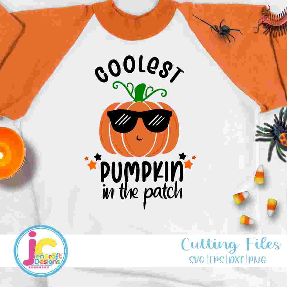 Coolest Pumpkin in the Patch svg | Boy Halloween Design SVG DXF PNG EPS JenCraft Designs