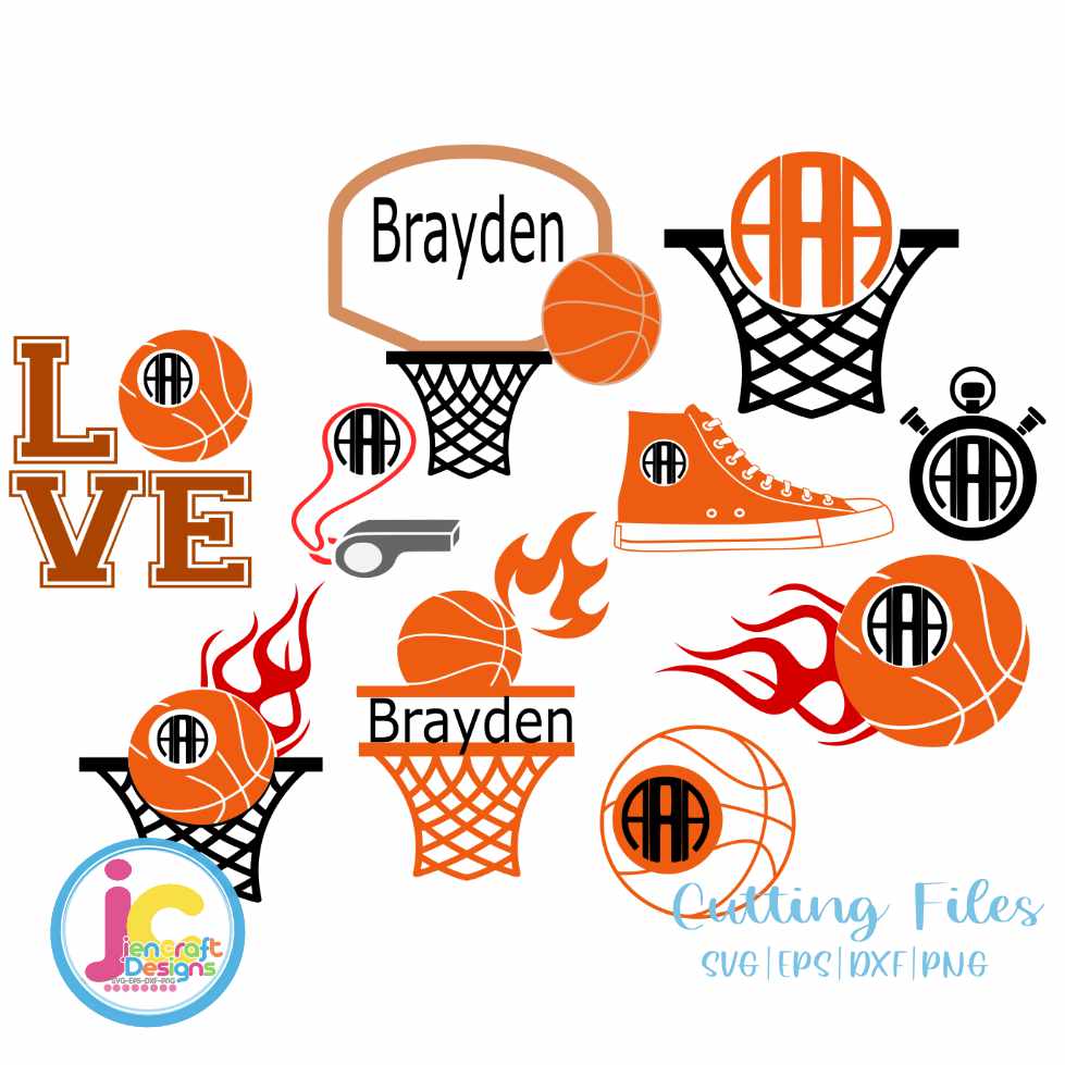 Basketball Svg | Basketball Monogram Frame SVG EPS DXF PNG Bundle