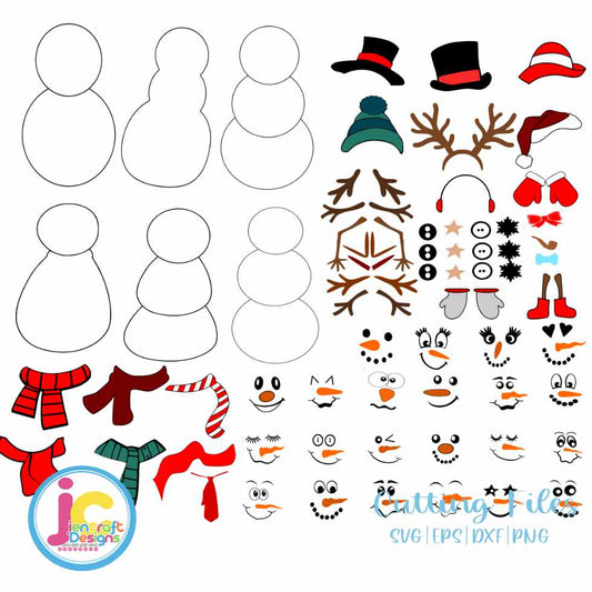 Snowman svg | Cute Build Snowman SVG DXF PNG EPS Bundle