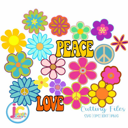 Hippie Svg | Retro Groovy Flowers SVG DXF PNG EPS