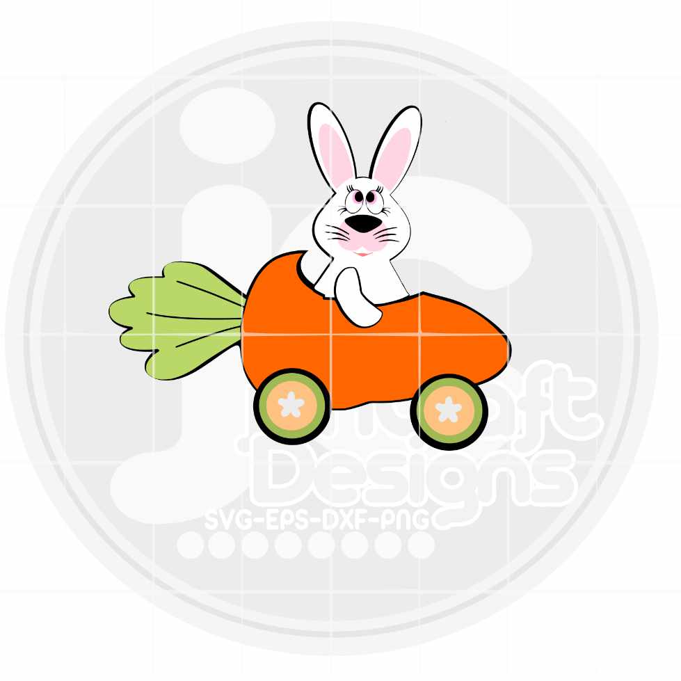 Easter Svg |  Bunny in Carrot Car SVG EPS DXF PNG