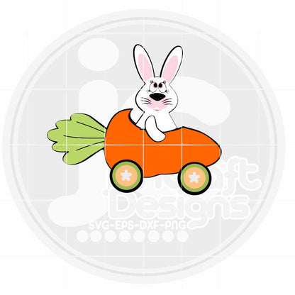 Easter Svg |  Bunny in Carrot Car SVG EPS DXF PNG