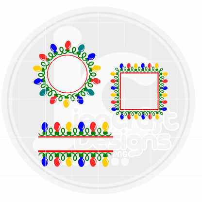 Christmas SVG | Christmas Lights Monogram frames SVG EPS DXF PNG