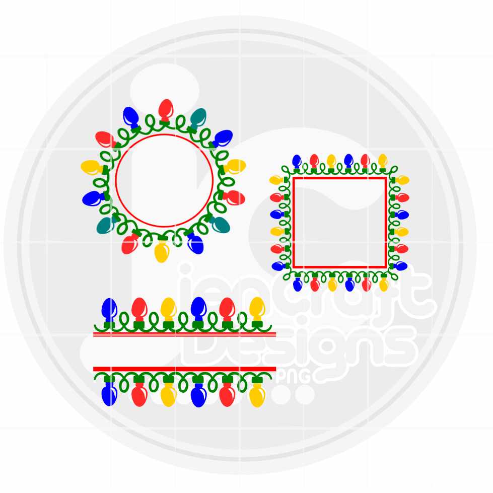 Christmas SVG | Christmas Lights Monogram frames SVG EPS DXF PNG JenCraft Designs