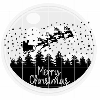 Round Christmas Sign Svg | Santa Sleigh Reindeer Door Hanger SVG DXF PNG EPS