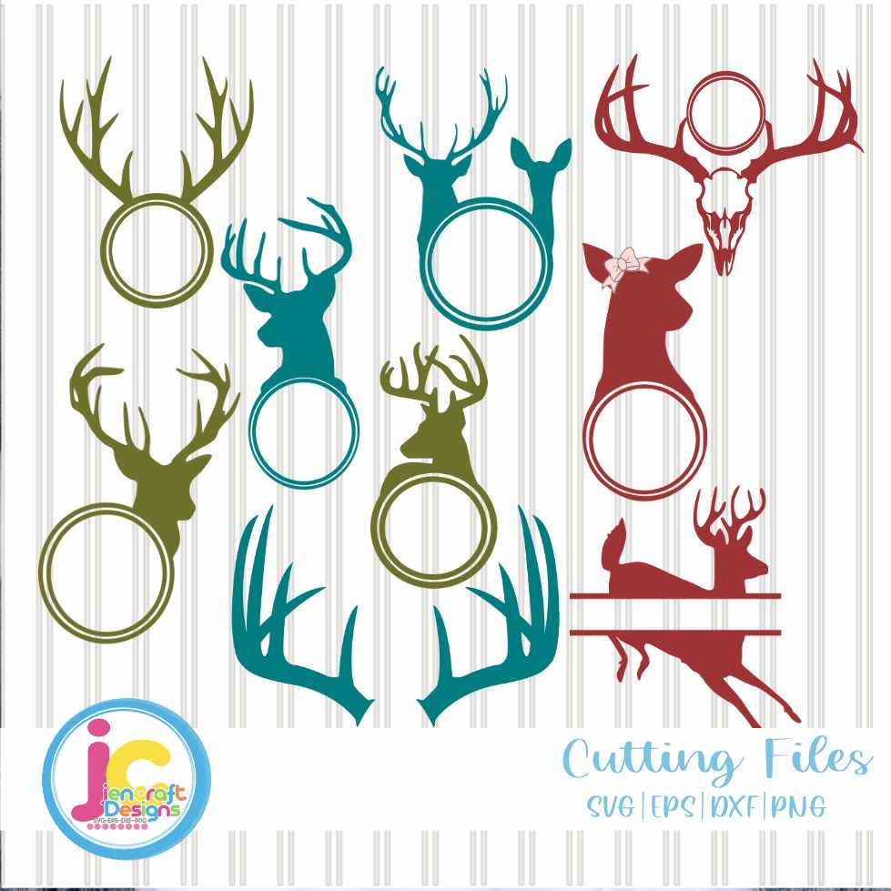 Hunting Svg | Deer Monogram Frame SVG EPS DXF PNG Bundle