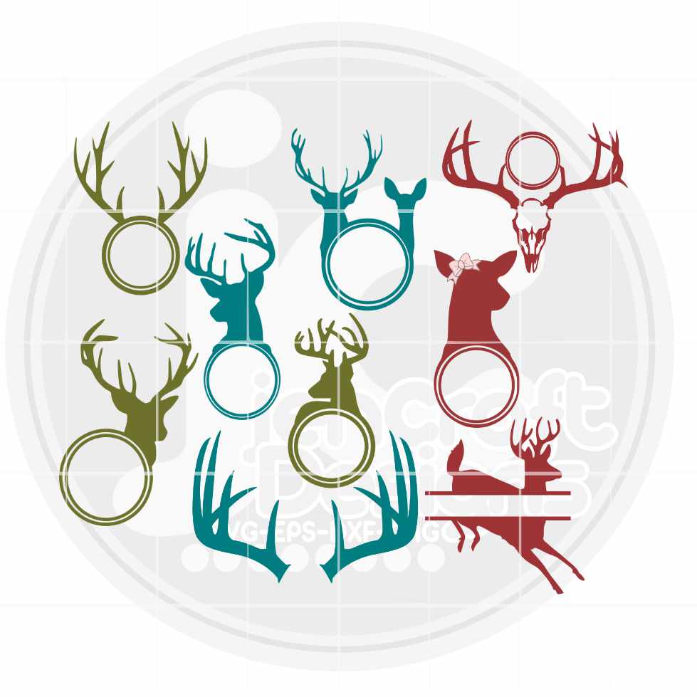 Hunting Svg | Deer Monogram Frame SVG EPS DXF PNG Bundle