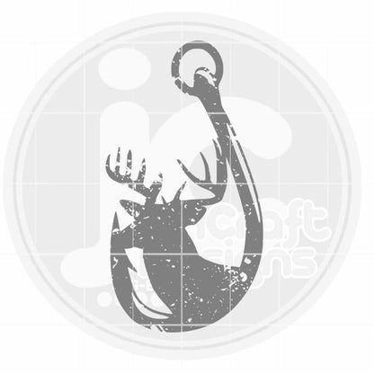 Hunting Fishing svg | Distressed Deer Fishing Hook SVG EPS DXF PNG