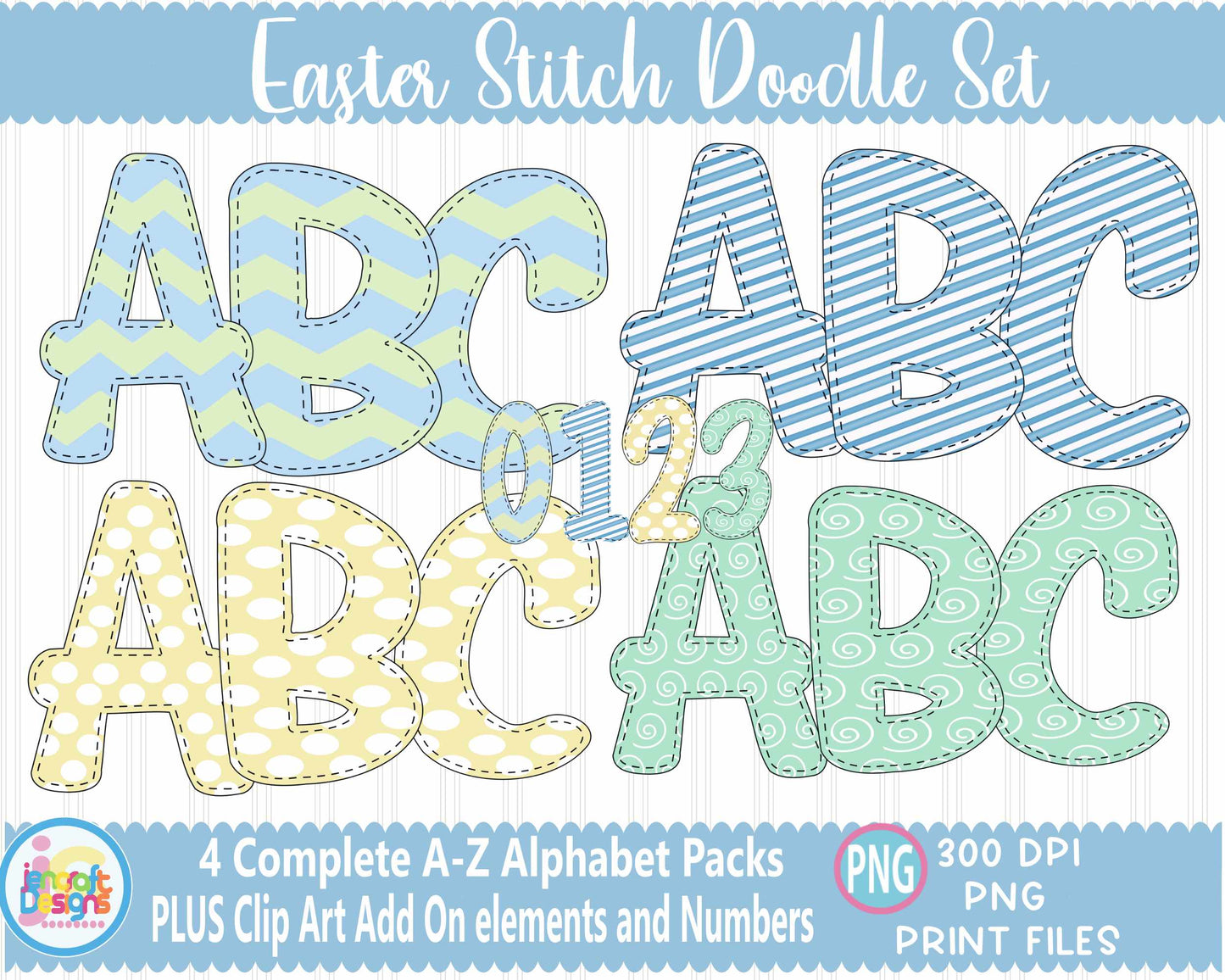 Boys Easter Doodle Letters Png | Easter Alphabet Png Sublimation File