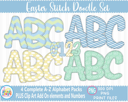 Boys Easter Doodle Letters Png | Easter Alphabet Png Sublimation File