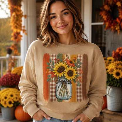 Sunflower Mason Jar PNG Sublimation Design, 2 Versions
