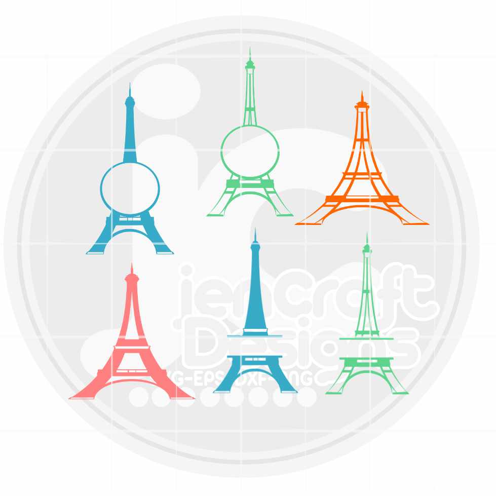 Paris SVG | Eiffel Tower Monogram Frame Bundle Svg