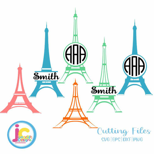 Paris SVG | Eiffel Tower Monogram Frame Bundle Svg