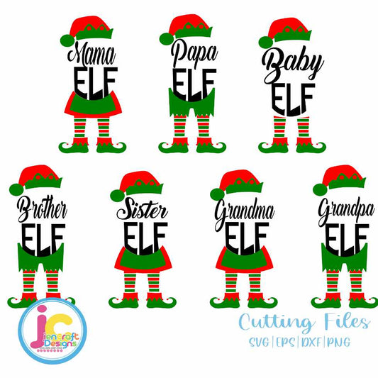 Christmas Svg | Elf Family SVG DXF PNG EPS Bundle