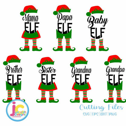 Christmas Svg | Elf Family SVG DXF PNG EPS Bundle JenCraft Designs