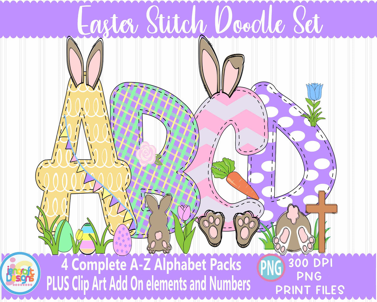 Letter Pattern Easter Easter Faux Applique Doodle Letters PNG Sublimation | JenCraft ...