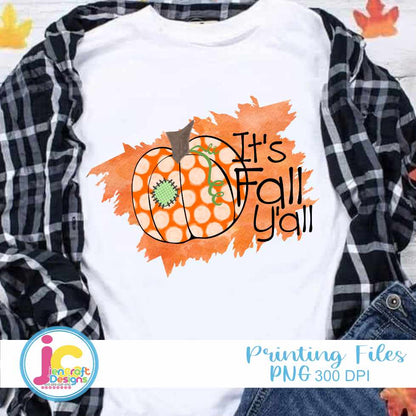 Polka Dot Pumpkin Png, It's Fall Ya'll Png - JenCraft Designs
