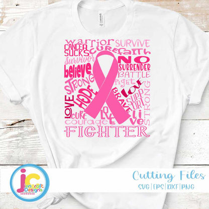 Breast Cancer Awareness Svg | Fighter Typography SVG EPS DXF PNG