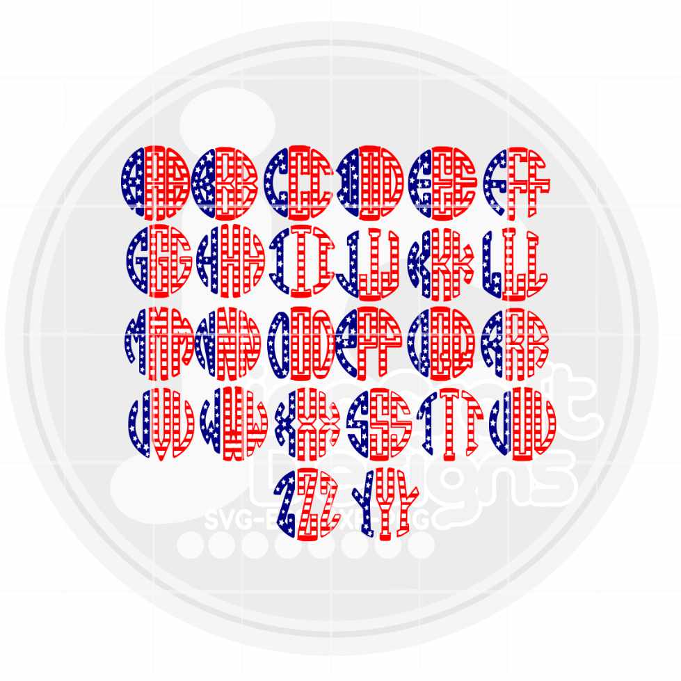 4th of July Svg | Flag Pattern Round Alphabet SVG EPS DXF PNG JenCraft Designs