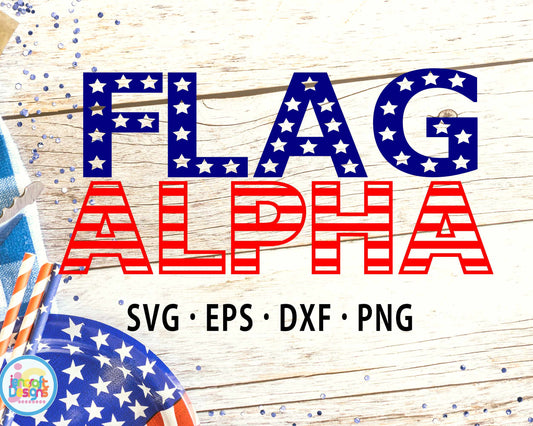 4th of July Svg | Flag Striped Alphabet SVG EPS DXF PNG