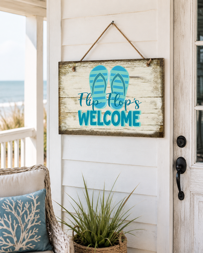 Flip Flops Welcome Porch Sign SVG EPS DXF PNG | Summer Beach Sign - JenCraft Designs
