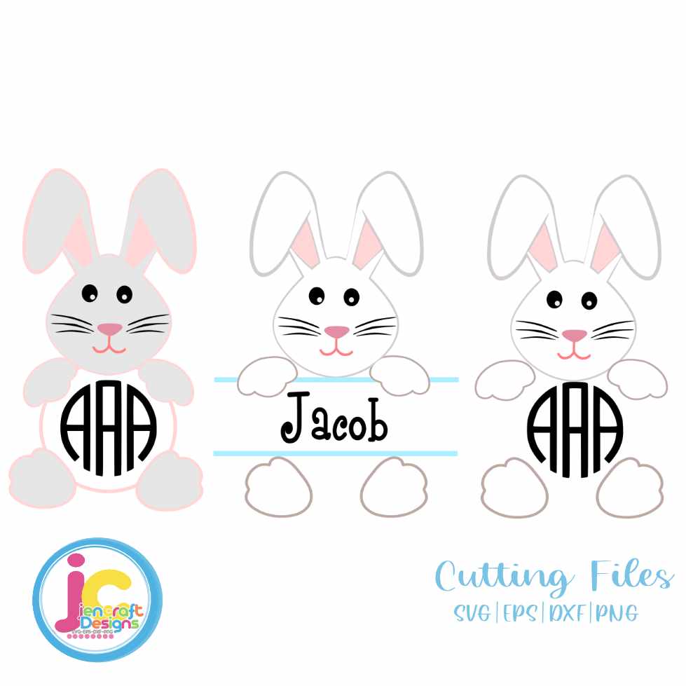 Easter svg | Floppy Ears Bunny Monogram Frame SVG EPS DXF PNG Bundle