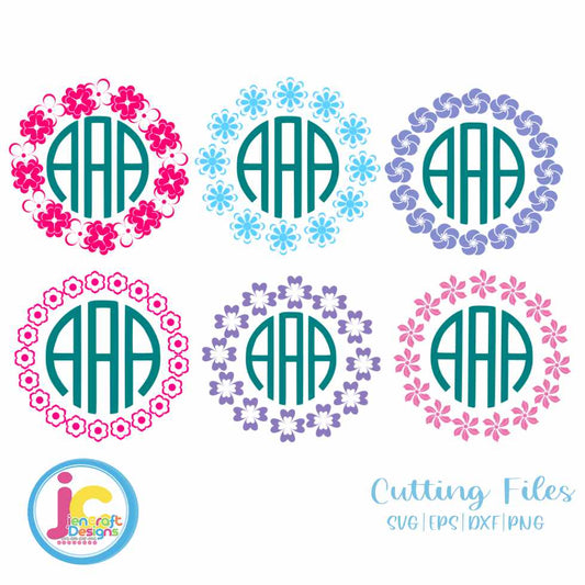 Summer Svg | Spring Flowers Mothers Day Monogram Frame SVG EPS DXF PNG Bundle