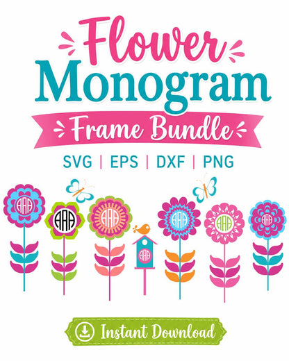 Spring Flower Monogram Frame SVG | Floral Monogram Cut File - JenCraft Designs